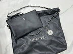 CHANEL MEDIUM 37 HANDBAG IN BLACK CALFSKIN SILVER HARDWARE