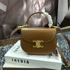 CELINE BESACE TRIPHOME 17 CALFSKIN CARAMEL BROWN