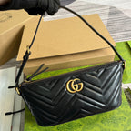 GUCCI MARMONT SMALL 23 HANDBAG IN BLACK CALFSKIN WITH GOLDEN LOGO