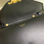 CELINE WALLET ON CHAIN MARGO 19 IN BLACK SMOOTH CALFSKIN GOLD HARDWARE