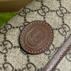 GUCCI MINI 13 HANDBAG IN BEIGE CANVAS AND BROWN CALFSKIN