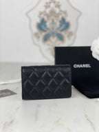 CHANEL FLAP CARD HOLDER 11 BLACK GRAINED CALFSKIN GOLD ICON