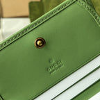 GUCCI MARMONT QUILTED WALLET 11 IN LIGHT GREEN LAMBSKIN