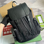 GUCCI OPHIDIA LARGE 42 BACKPACK IN BLACK CANVAS AND CALFSKIN