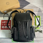 GUCCI OPHIDIA LARGE 42 BACKPACK IN BLACK CANVAS AND CALFSKIN
