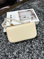 CELINE TRIPHOME 20 WHITE COWHIDE LEATHER CHAIN STRAP BAG