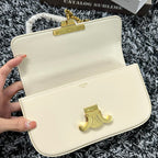 CELINE TRIPHOME 20 WHITE COWHIDE LEATHER CHAIN STRAP BAG