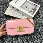 CELINE TRIPHOME 20 PINK PASTEL COWHIDE LEATHER CHAIN STRAP BAG
