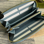 GUCCI BLONDIE 21 FULL ZIP WALLET IN BLUE PASTEL CALFSKIN