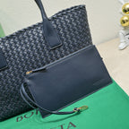 BOTTEGA VENETA Large Cabat 45cm Navy Blue Lambskin Ghw