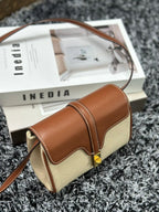 CELINE CLASSIC MINI 18 WHITE BROWN CALFSKIN