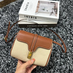 CELINE CLASSIC MINI 18 WHITE BROWN CALFSKIN