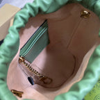 GUCCI MARMONT 17 BUCKET BAG IN LIGHT GREEN CALFSKIN