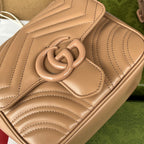 GUCCI MARMONT QUILTED SHOULDER BAG 18 IN CIDER BROWN CALFSKIN
