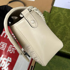 GUCCI MARMONT QUILTED SHOULDER BAG 18 IN WHITE CALFSKIN