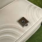 GUCCI MARMONT QUILTED SHOULDER BAG 18 IN WHITE CALFSKIN