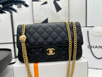 CHANEL SMALL 23 FLAP BAG IN BLACK CALFSKIN GOLD HARDWARE