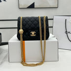 CHANEL SMALL 17 FLAP BAG IN BLACK CALFSKIN GOLD HARDWARE