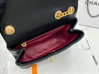 CHANEL SMALL 17 FLAP BAG IN BLACK CALFSKIN GOLD HARDWARE