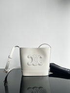 CELINE CUIR TRIPHOME 19 WHITE SMOOTH CALFSKIN BUCKET BAG