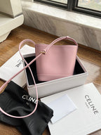 CELINE CUIR TRIPHOME 19 PINK PASTEL SMOOTH CALFSKIN BUCKET BAG