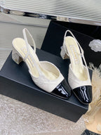 CHANEL HIGH SLINGBACKS 65 WHITE MIX BLACK CALFSKIN