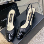 CHANEL HIGH SLINGBACKS 65 BLACK CALFSKIN