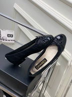 CHANEL BALLET FLAT GLOSSY BLACK LAMBSKIN