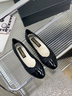 CHANEL BALLET FLAT GLOSSY BLACK LAMBSKIN