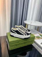 GUCCI SNEAKER FLATFORM BLACK CANVAS