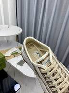 GUCCI SNEAKER FLATFORM LIGHT BROWN CANVAS