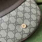 GUCCI OPHIDIA MINI SHOULDER BAG 20 WITH WEB IN BEIGE EBONY CANVAS MIX BROWN CALFSKIN