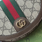 GUCCI OPHIDIA MINI SHOULDER BAG 20 WITH WEB IN BEIGE EBONY CANVAS MIX BROWN CALFSKIN