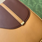 GUCCI EQUESTRIAN STYLE SHOULDER BAG 21 IN BROWN CALFSKIN GOLD HARDWARE