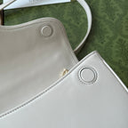 GUCCI EQUESTRIAN STYLE SHOULDER BAG 21 IN WHITE CALFSKIN GOLD HARDWARE