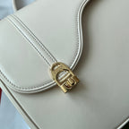 GUCCI EQUESTRIAN STYLE SHOULDER BAG 21 IN WHITE CALFSKIN GOLD HARDWARE