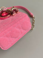 DIOR D-JOY BAG 22 IN HOT PINK MACROCANNAGE DENIM