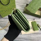 GUCCI BLONDIE INTERLOCK MINI SHOULDER BAG 12 IN GREEN CALFSKIN GOLD CHAIN