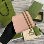 GUCCI BLONDIE INTERLOCK MINI SHOULDER BAG 12 IN LIGHT PINK CALFSKIN GOLD CHAIN