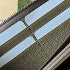 GUCCI FULL-ZIP WALLET 19 IN MOSS GREEN EMBOSSED CALFSKIN