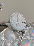 DIOR MICRO LADY 12 BAG IN SILVER LAMBSKIN