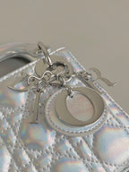 DIOR MICRO LADY 12 BAG IN SILVER LAMBSKIN