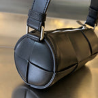 BOTTEGA VENETA SMALL CYLINDER CASSETTE 21 IN BLACK CALFSKIN