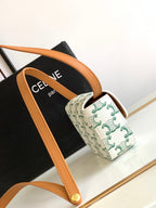 CELINE TRIPHOME 11 GREEN WHITE COWHIDE LEATHER