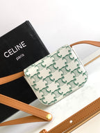 CELINE TRIPHOME 11 GREEN WHITE COWHIDE LEATHER