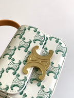 CELINE TRIPHOME 11 GREEN WHITE COWHIDE LEATHER