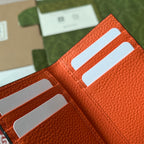 GUCCI CARD HOLDER 12 IN ORANGE EMBOSSED CALFSKIN