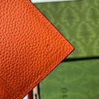 GUCCI CARD HOLDER 12 IN ORANGE EMBOSSED CALFSKIN