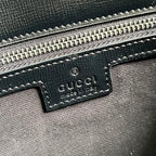 GUCCI MESSENGER BAG 25 IN DARK GREY CANVAS ANG BLACK CALFSKIN