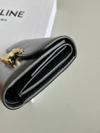 CELINE TRIPHOME 10 TRIFOLD WALLET CALFSKIN BLACK